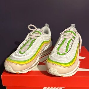 New! Women’s Air Max 97. Feel Love Edition White/Pearl Pink/Action Green/Black